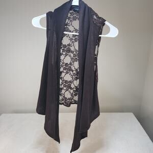 Vintage Y2k Brown Whimsigoth Lace Vest Cardigan Small Fairycore Cottagecore